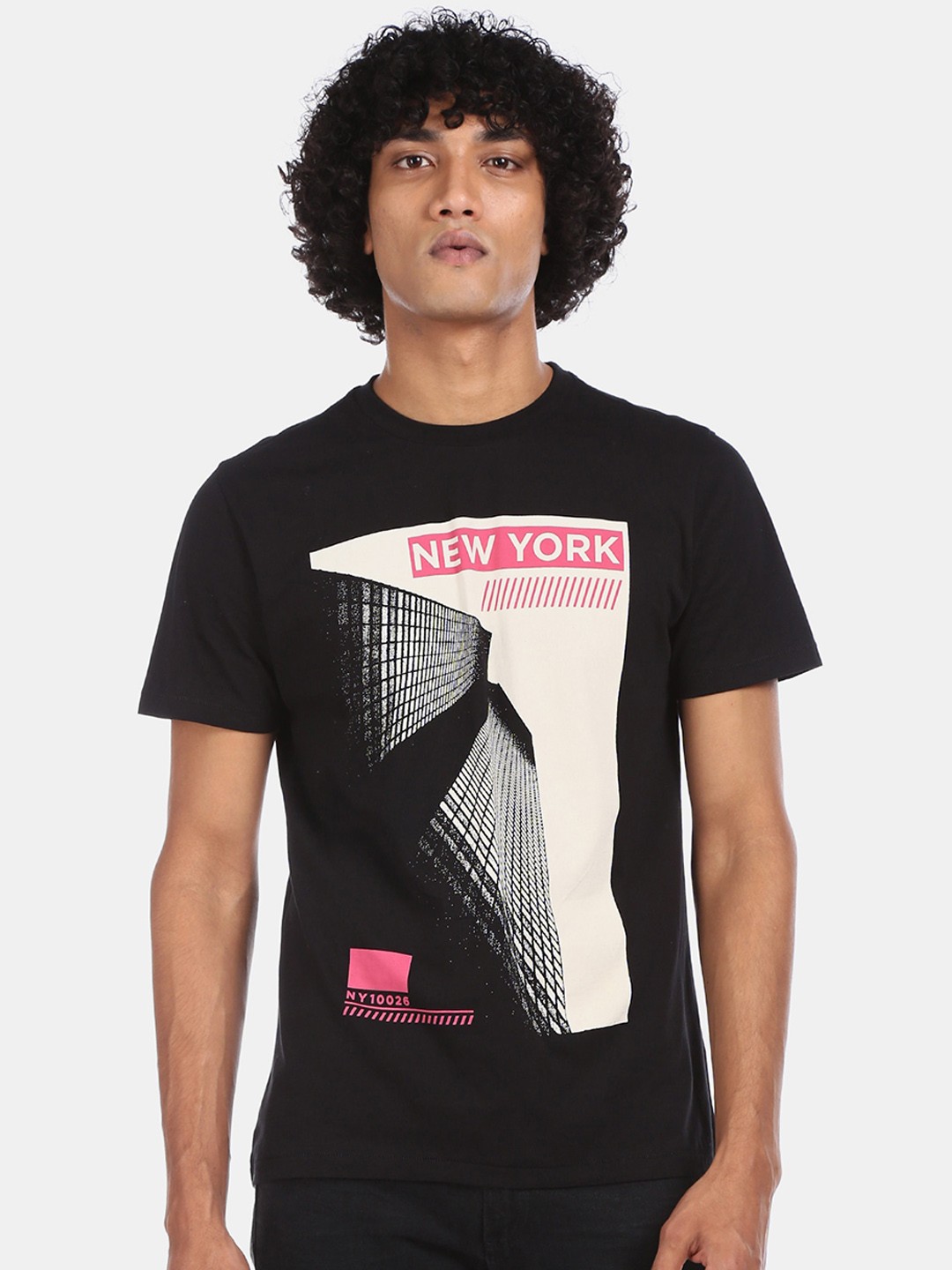 

Aeropostale Men Black Printed Round Neck T-shirt