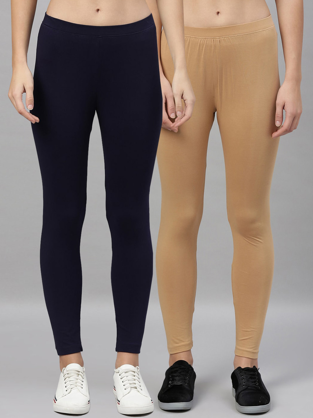 

Kryptic Women Pack Of 2 Solid Ankle-Length Leggings, Navy blue