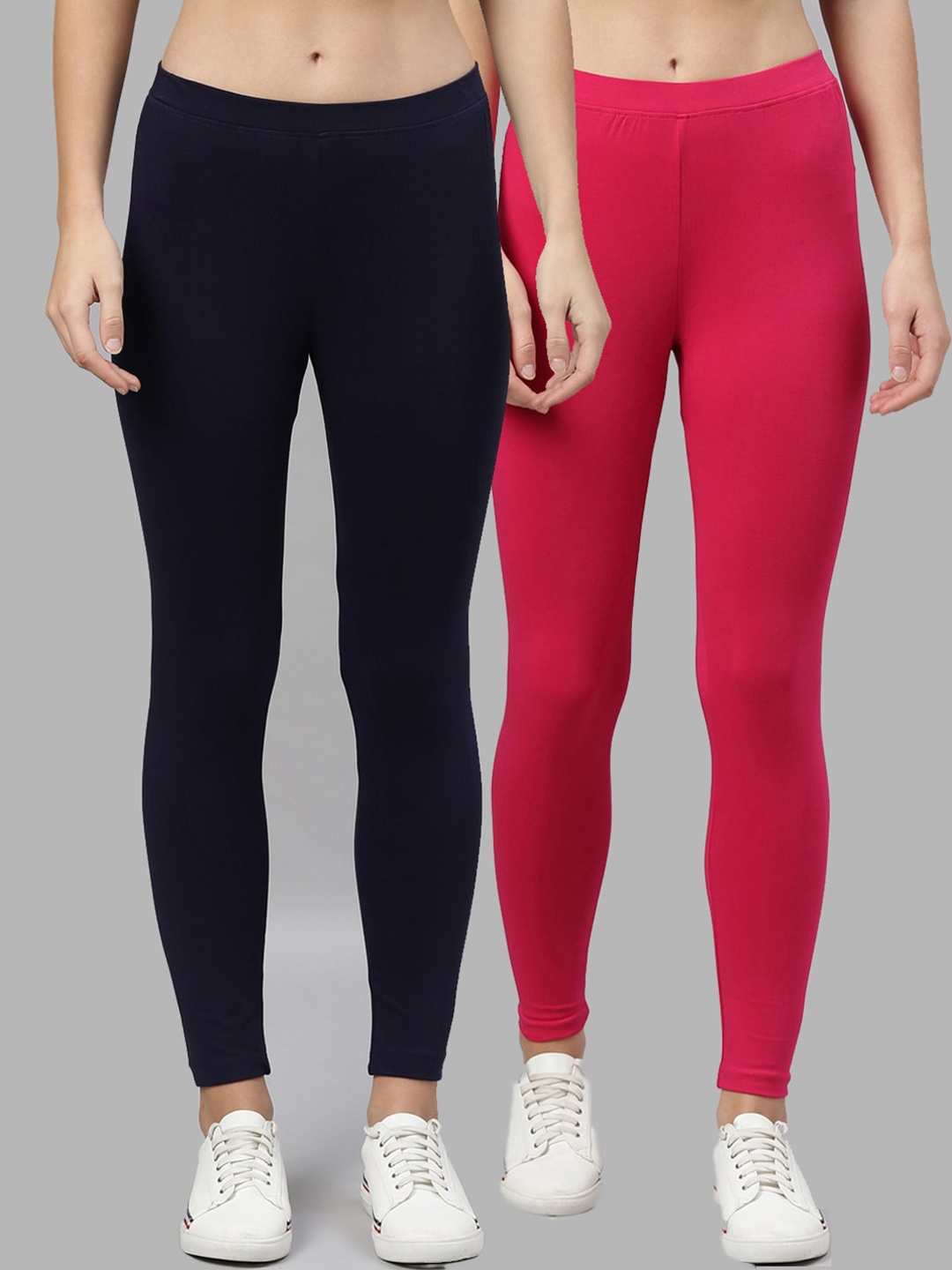 

Kryptic Women Pack Of 2 Solid Ankle-Length Leggings, Navy blue