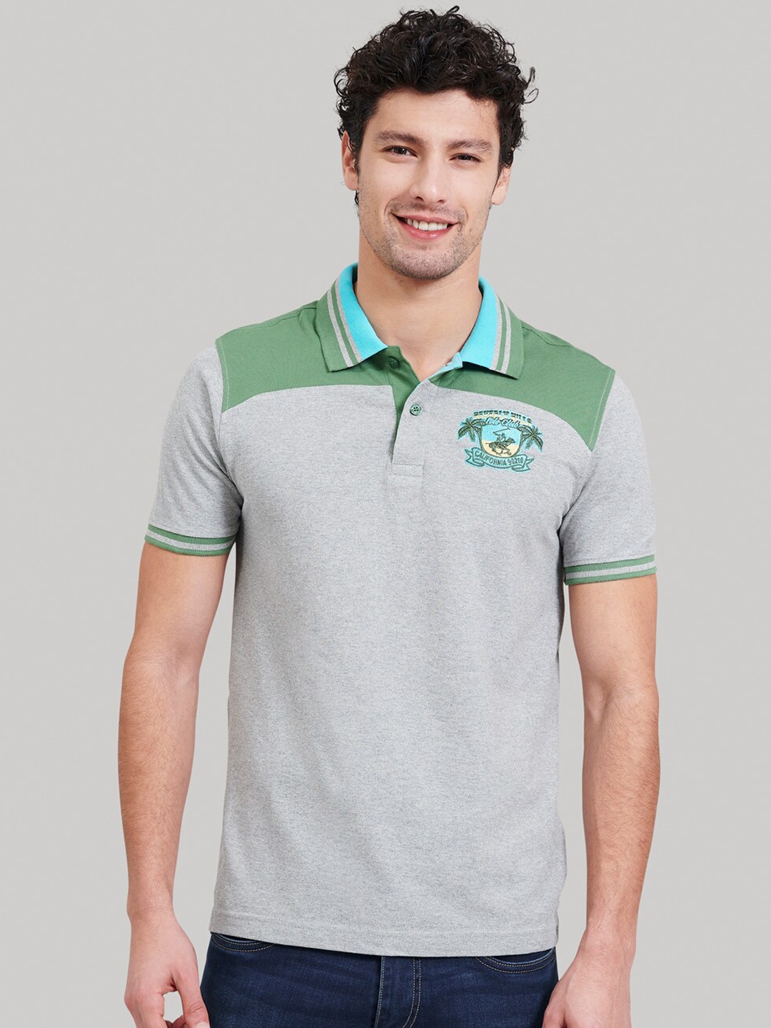 

Beverly Hills Polo Club Men Sea Green Solid Polo Collar T-shirt