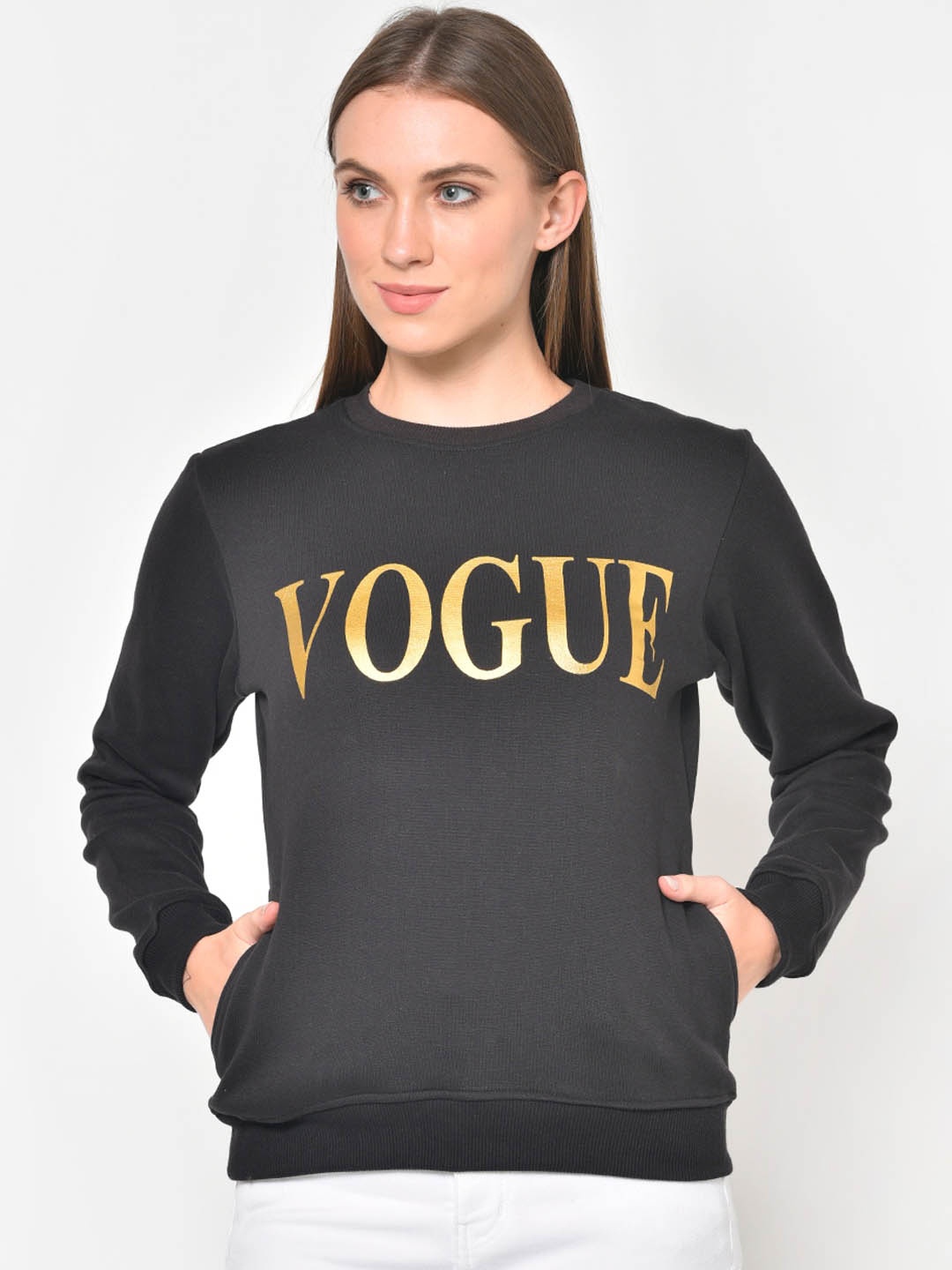 

Hapuka Women Black VOGUE Printed Sweatshirt