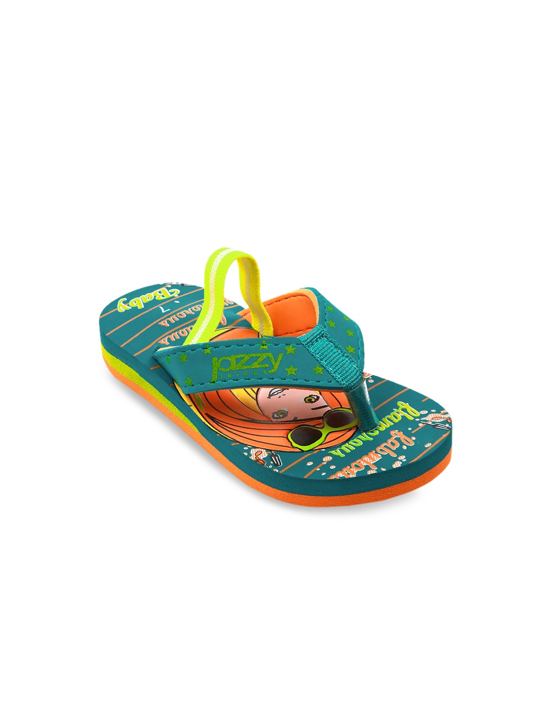 

Jazzy Juniors Girls Green & Orange Printed Thong Flip-Flops