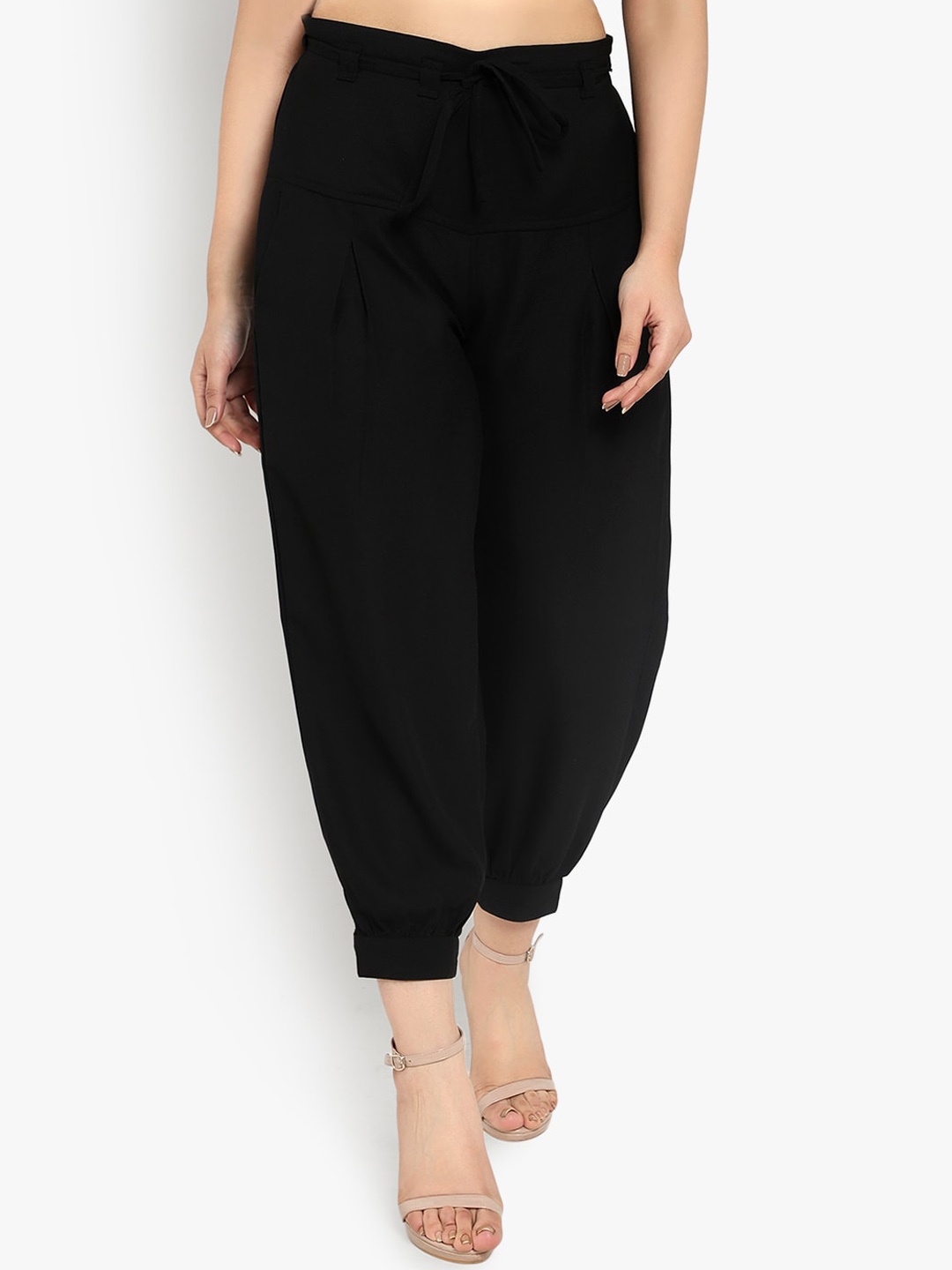 

Ayaany Women Black Solid Harem Pants