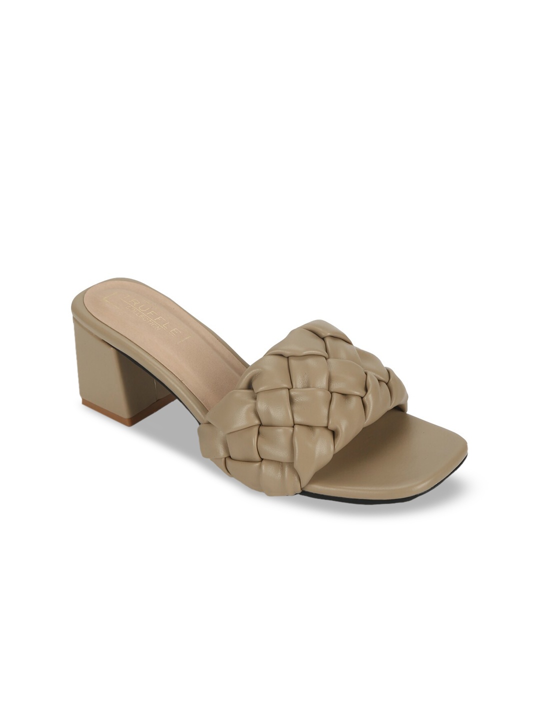 

Truffle Collection Women Nude-Coloured Woven Design Block Heels