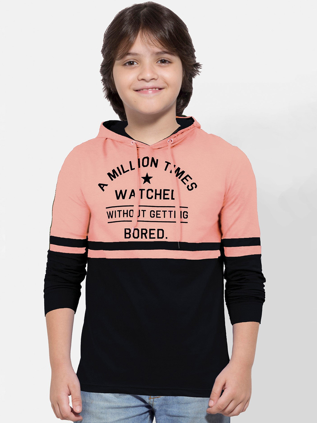 

Maniac Boys Black Striped Hood T-shirt