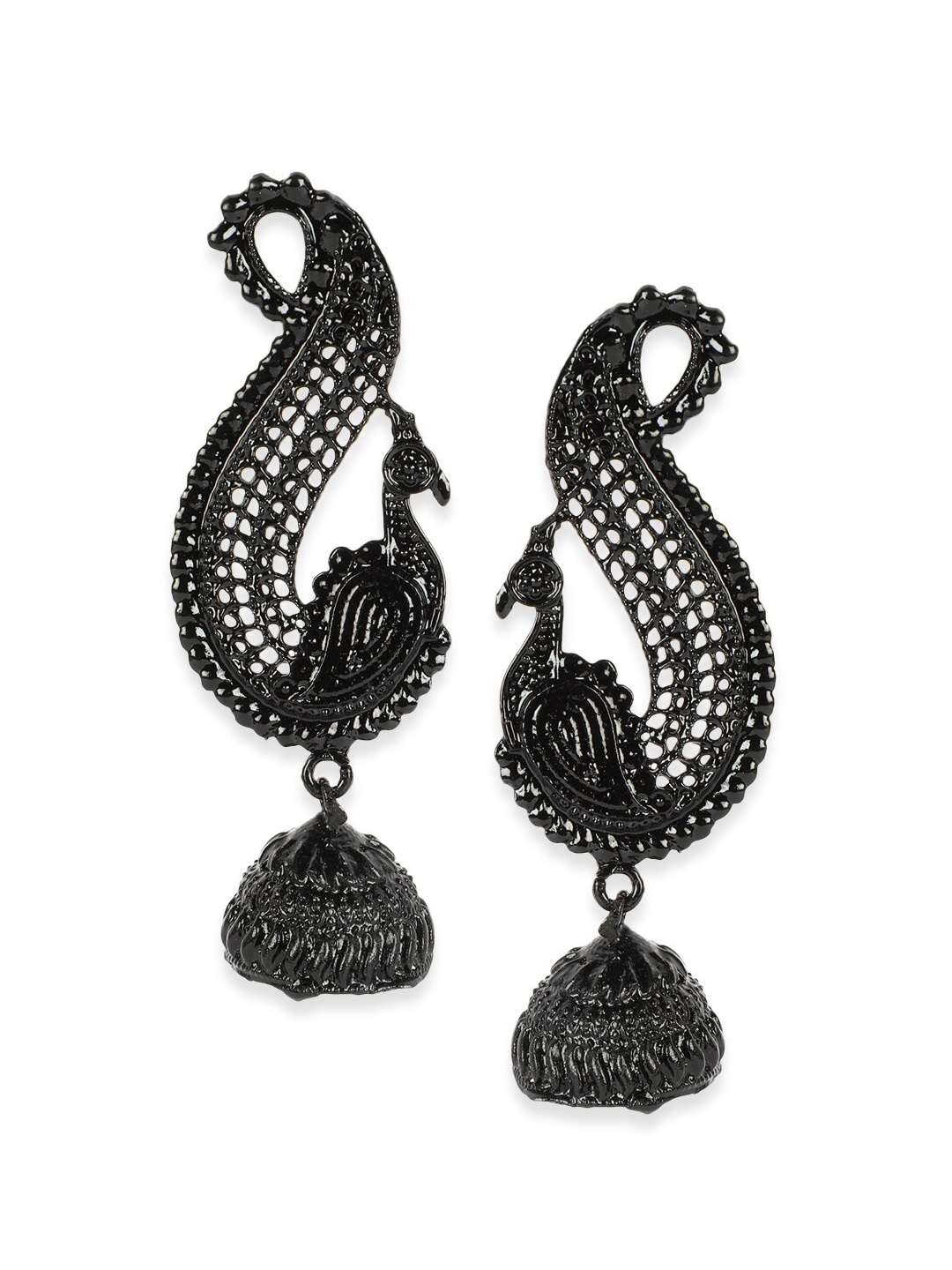 

ANIKAS CREATION Black Contemporary Drop Earrings