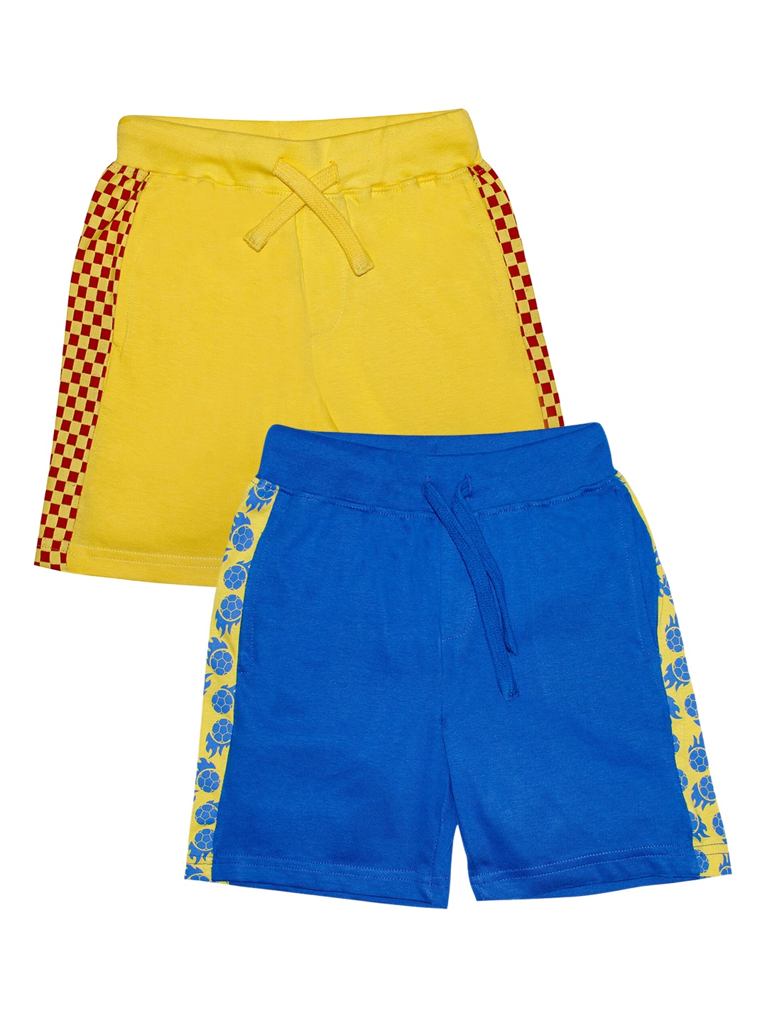 

KiddoPanti Boys Pack Of 2 Blue & Yellow Solid Regular Shorts