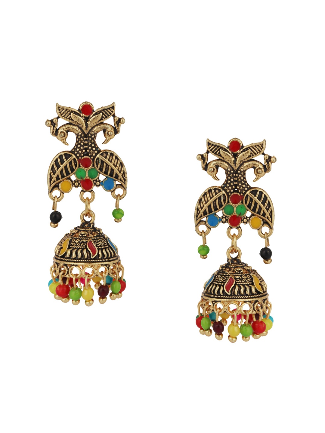 

ANIKAS CREATION Gold-Plated Contemporary Jhumkas