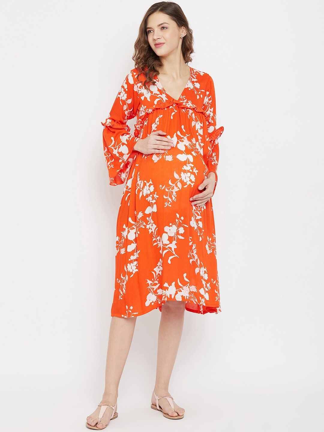 

The Kaftan Company Women Orange Printed A-Line Dress