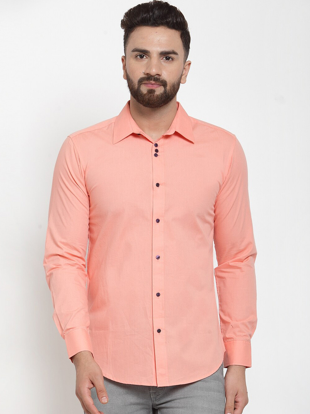 

Purple State Men Pink Slim Fit Solid Casual Shirt