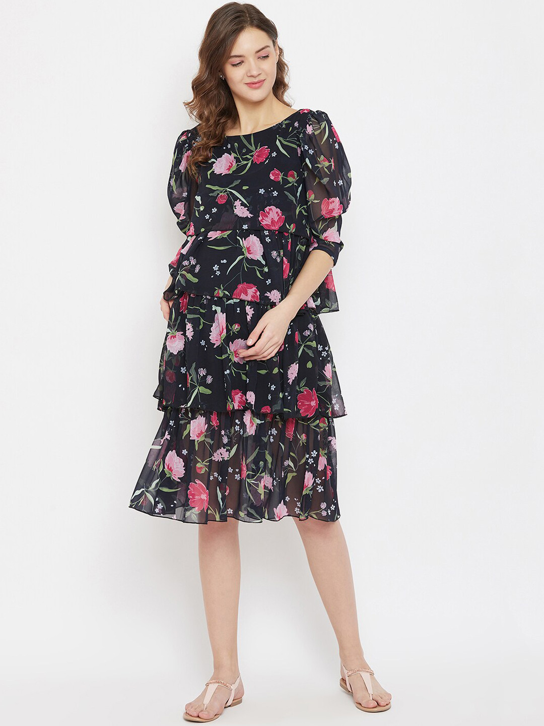 

The Kaftan Company Women Black Printed A-Line Dress