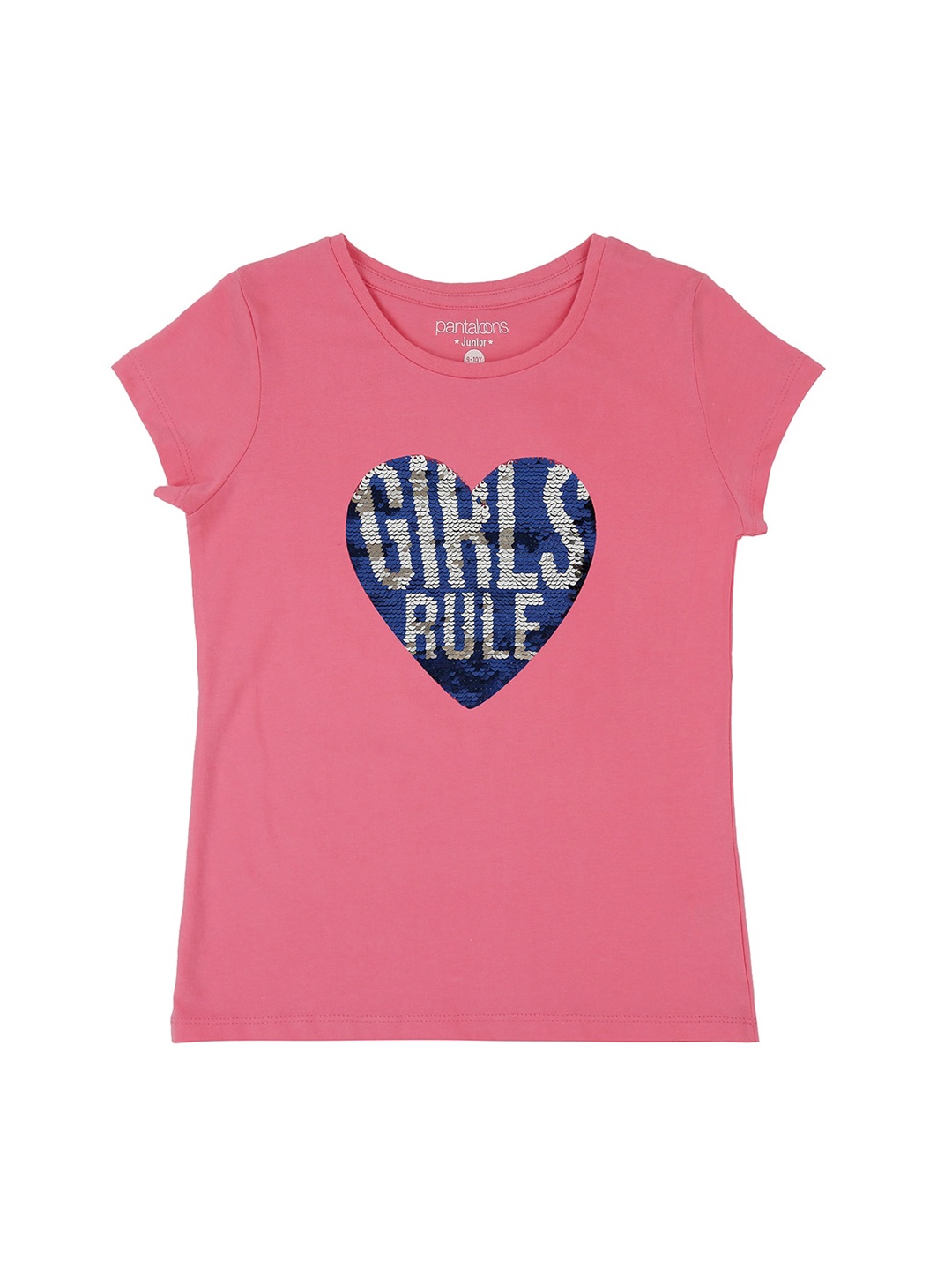 

Pantaloons Junior Girls Pink Printed Round Neck T-shirt