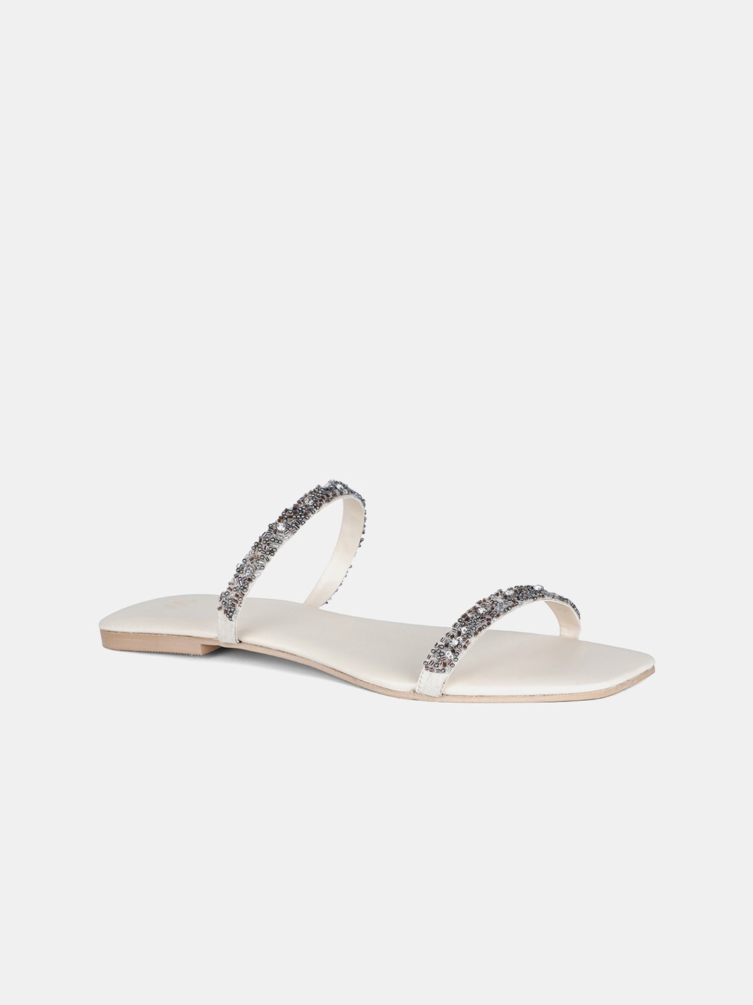 

W Women Off White Embellished One Toe Flats