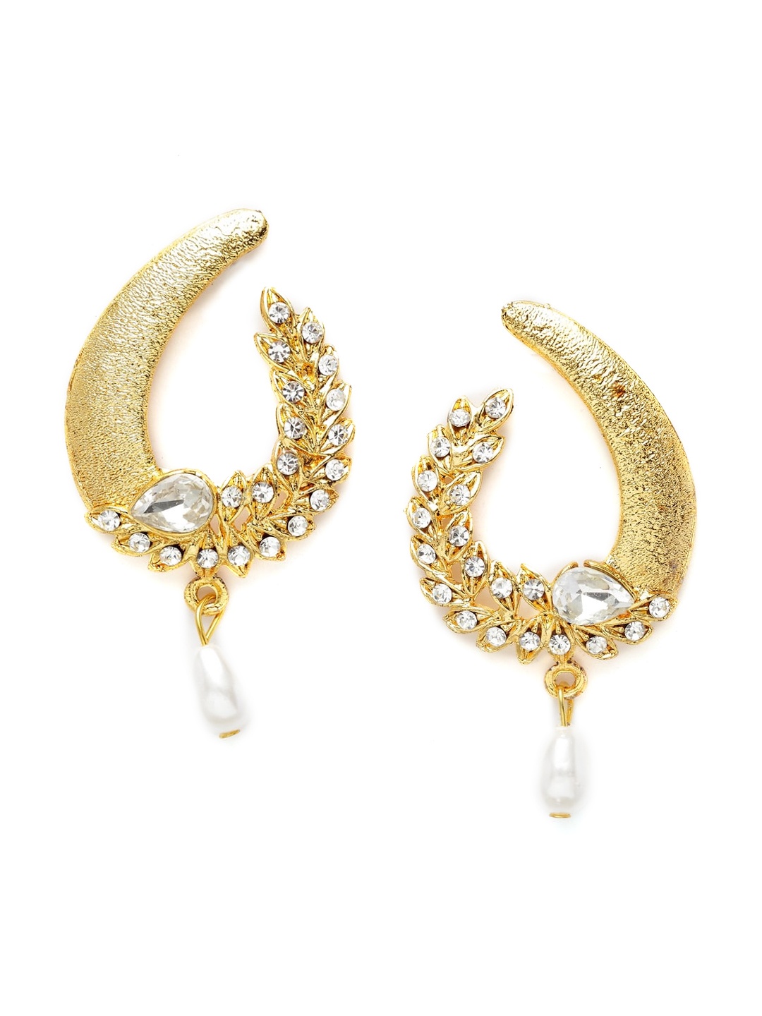 

ANIKAS CREATION Gold-Toned Contemporary Drop Earrings