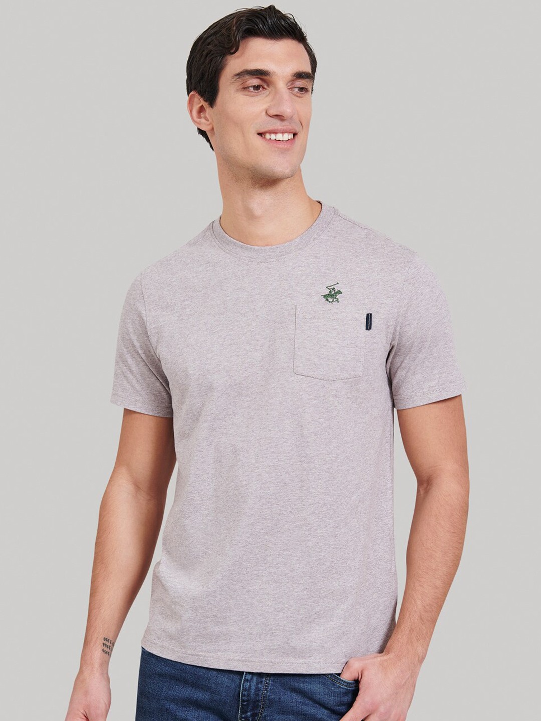 

Beverly Hills Polo Club Men Khaki Solid Round Neck T-shirt