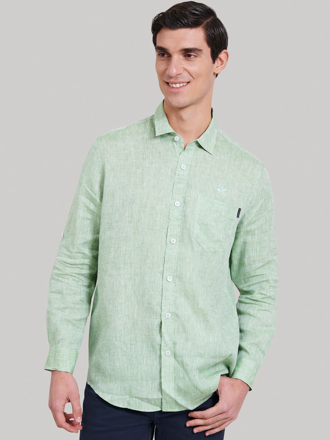 

Beverly Hills Polo Club Men Sea Green Regular Fit Solid Casual Shirt