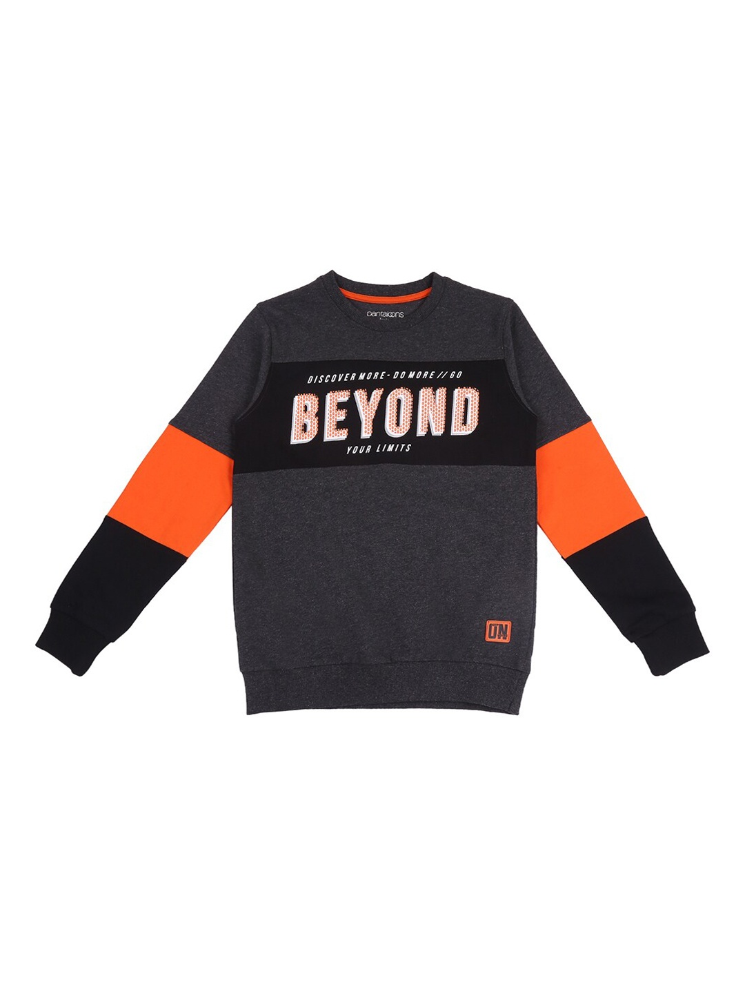 

Pantaloons Junior Boys Black & Orange Printed Sweatshirt