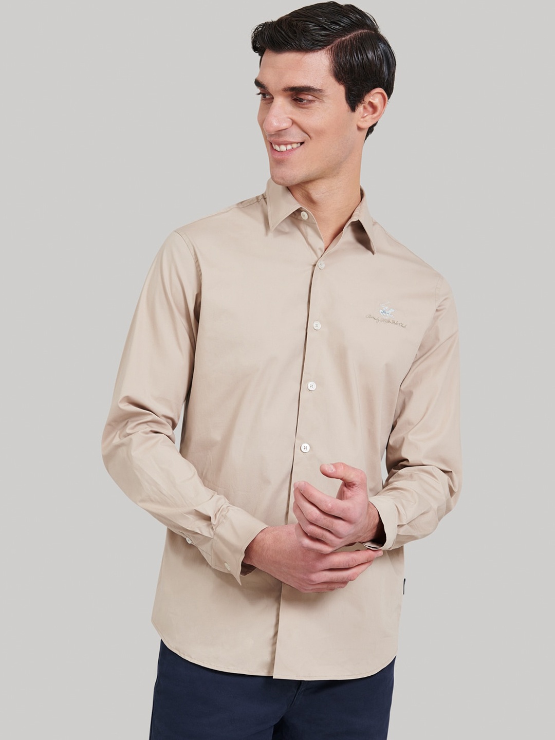 

Beverly Hills Polo Club Men Khaki Regular Fit Solid Casual Shirt