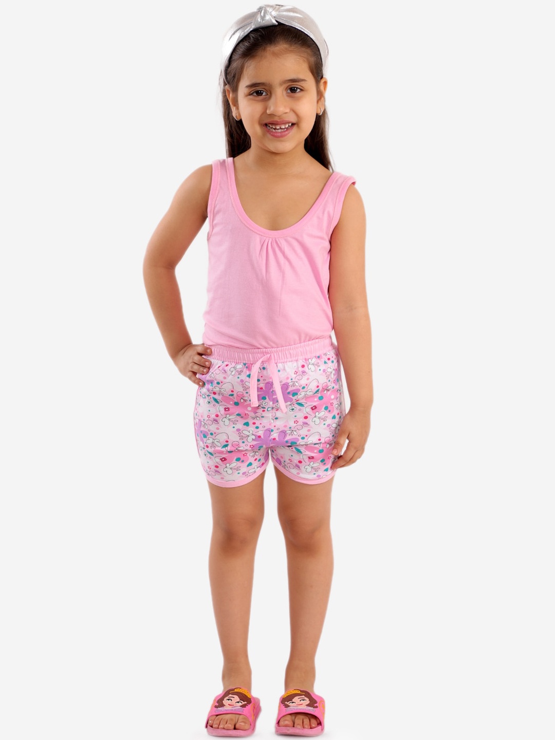 

Chipbeys Girls Pink & Blue Solid Top with Shorts