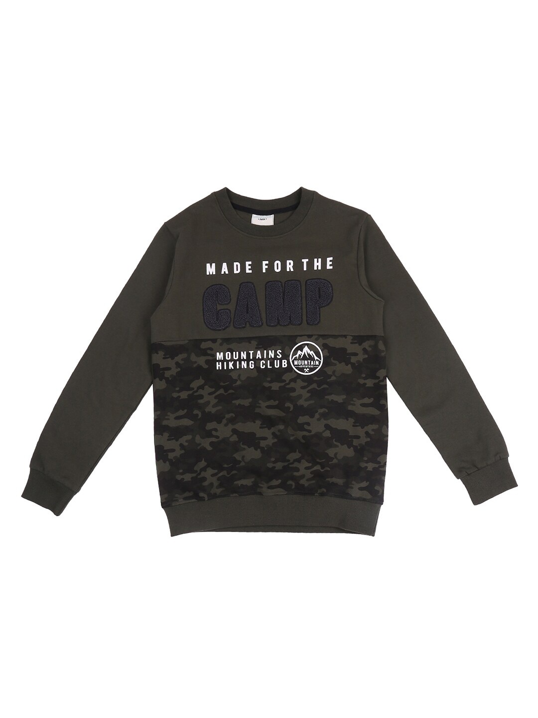 

Pantaloons Junior Boys Olive Green Printed Sweatshirt