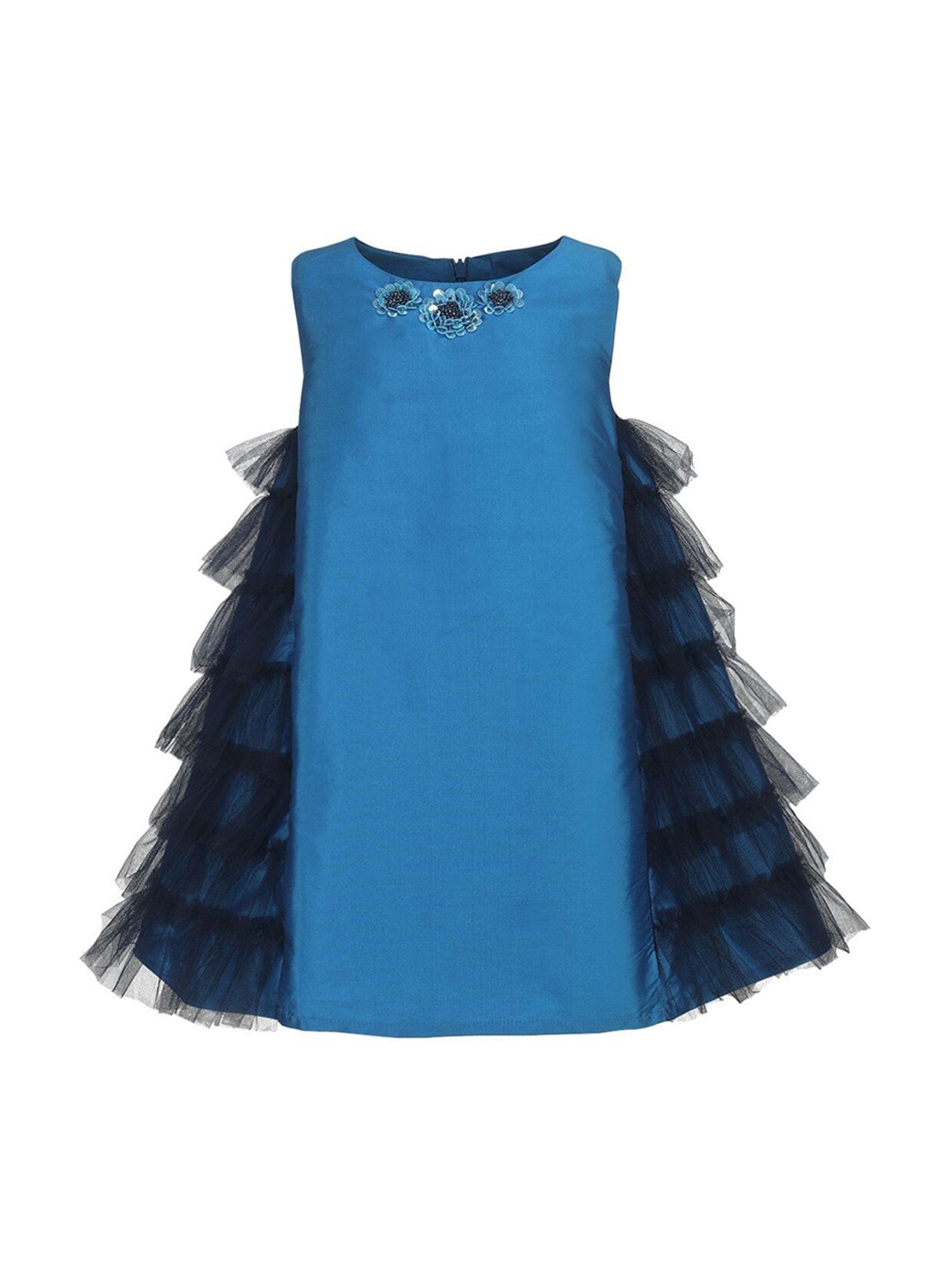 

A Little Fable Girls Blue Solid A-Line Dress