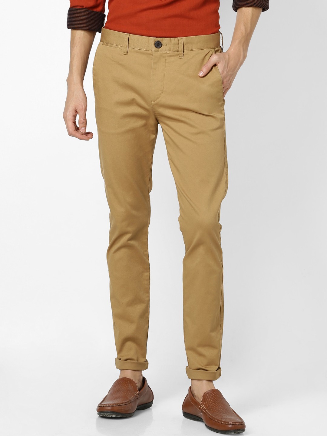 

Celio Men Camel Brown Skinny Fit Solid Regular Trousers