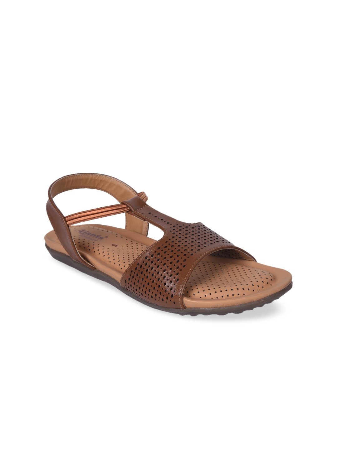 

Ajanta Women Brown Textured Open Toe Flats