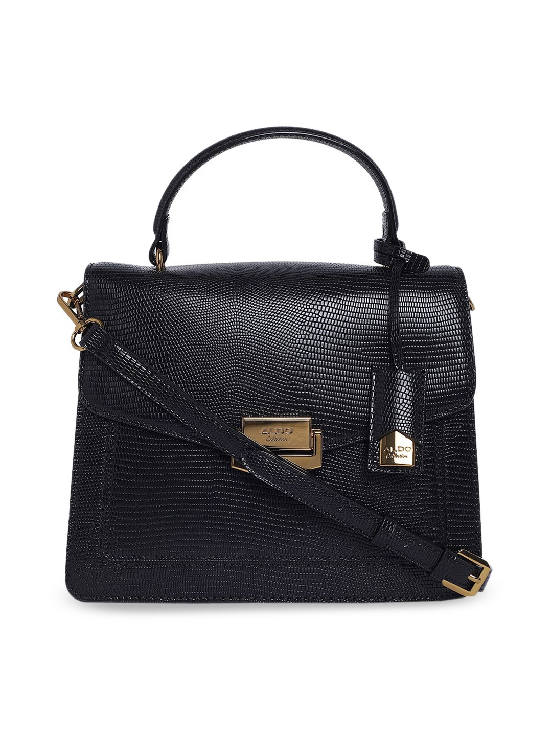 

ALDO Black Textured Satchel