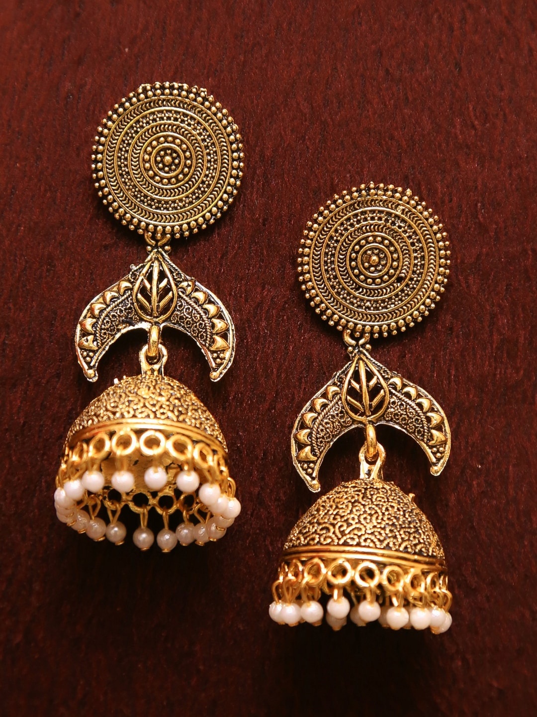 

Crunchy Fashion Gold-Plated Contemporary Jhumkas