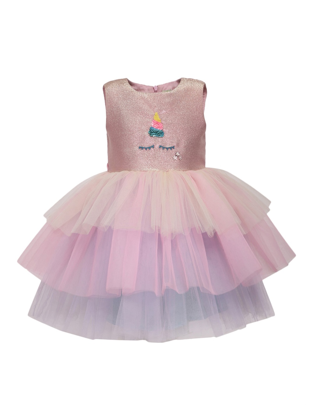 

A Little Fable Girls Multicoloured Solid Fit and Flare Dress, Multi
