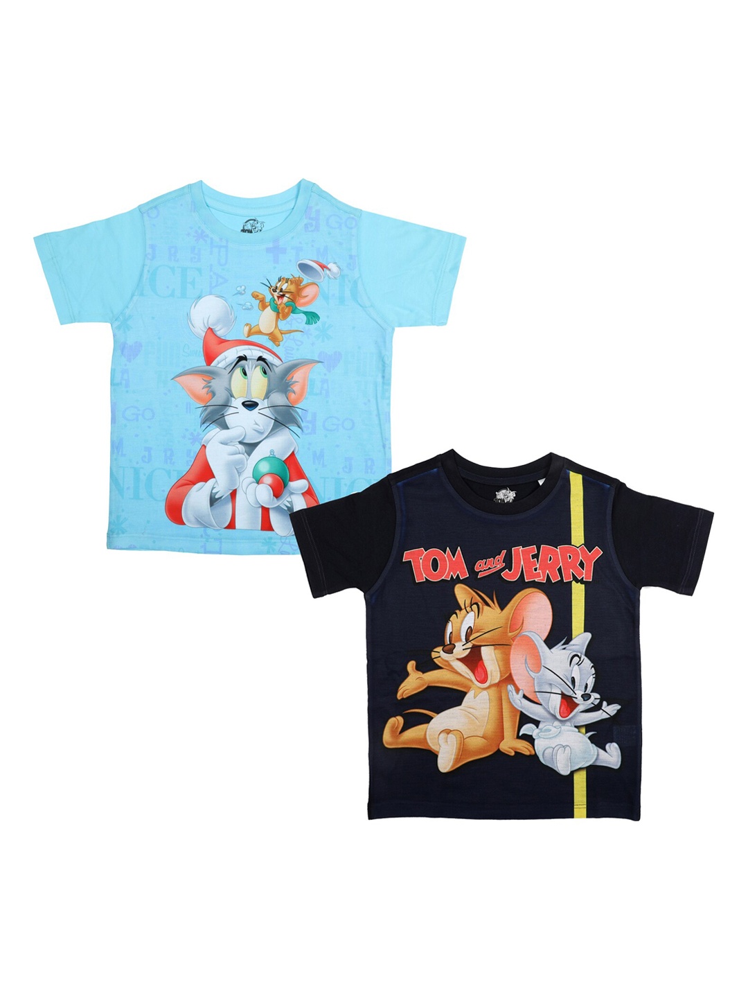 Tom & Jerry Boys Blue Printed Round Neck T-shirt