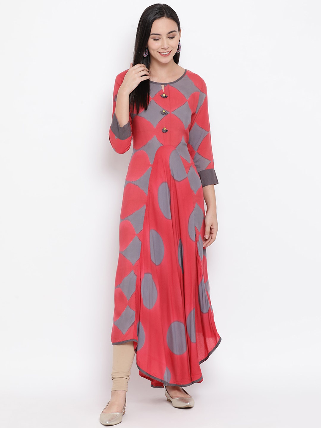 

Span Women Pink Printed A-Line Kurta