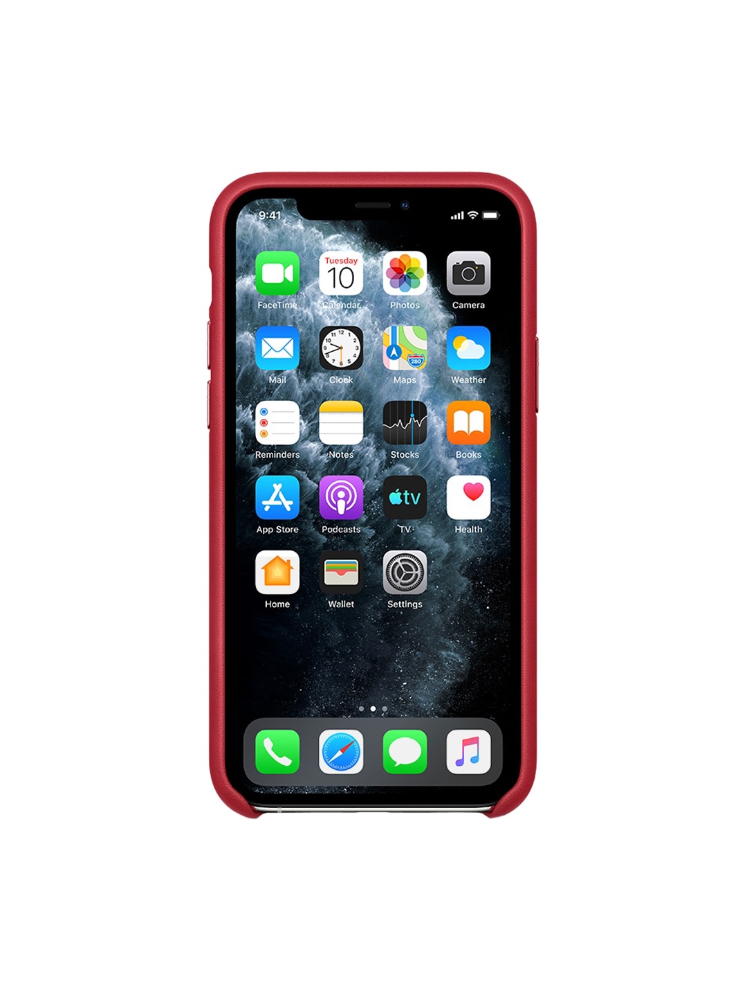 

TREEMODA Red Solid iPhone 11 Pro Leather Back Case