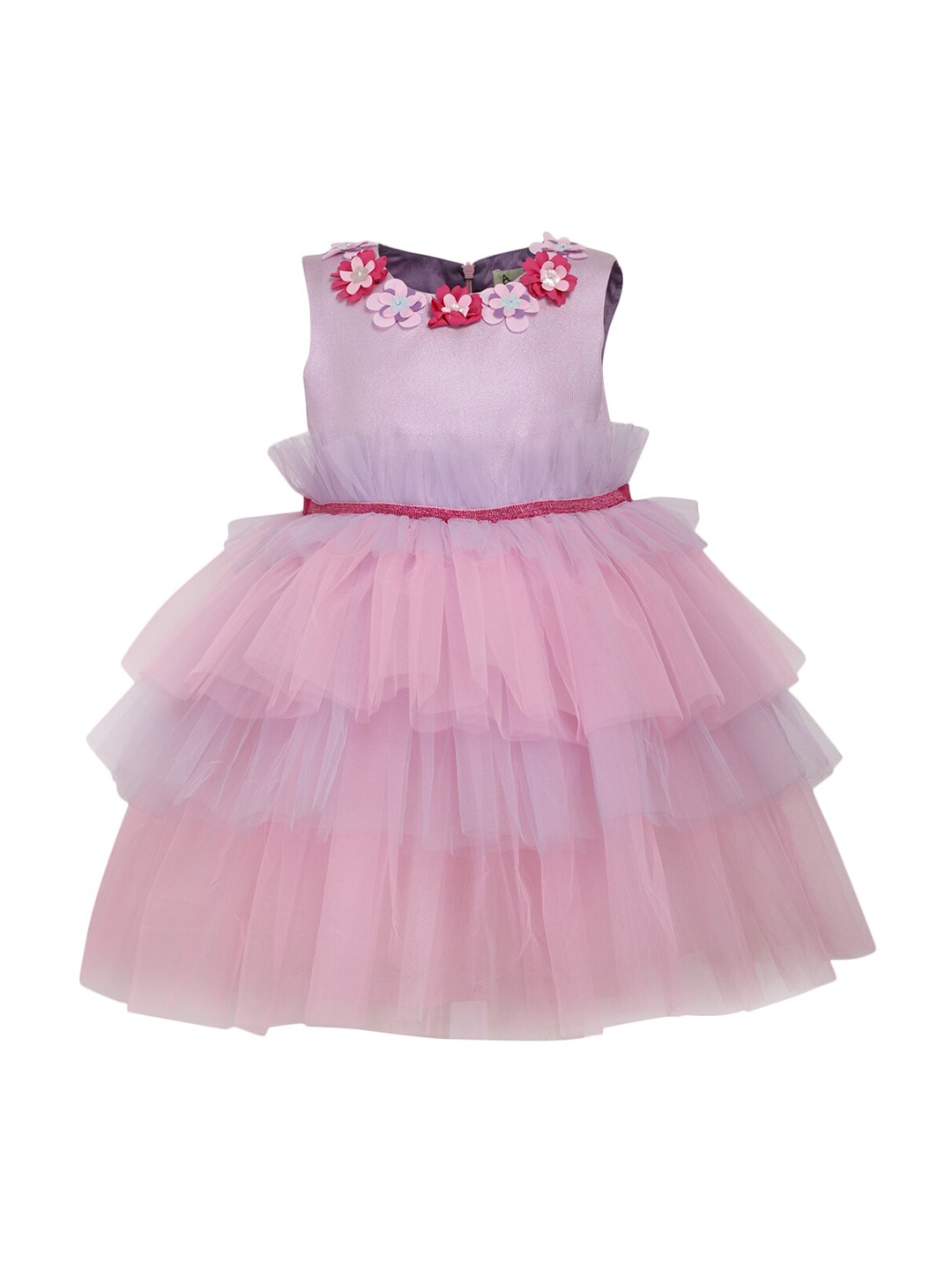 

A Little Fable Girls Multicoloured Solid Fit and Flare Dress, Multi