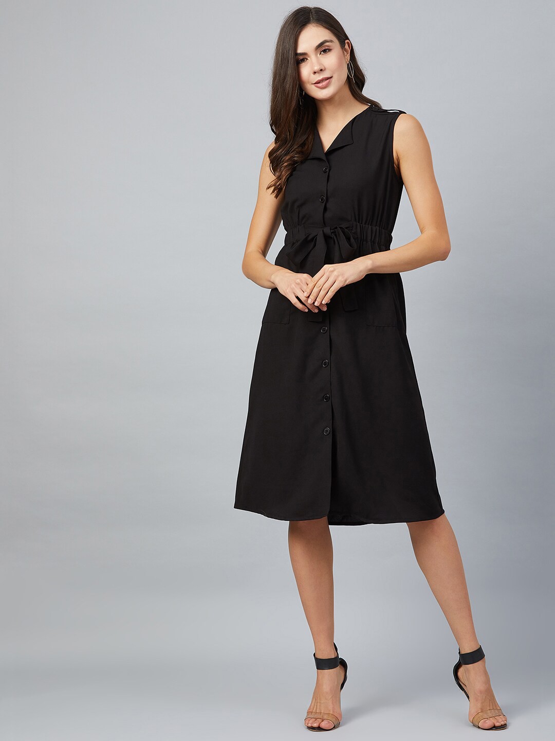 

Carlton London Women Black Solid A-Line Dress