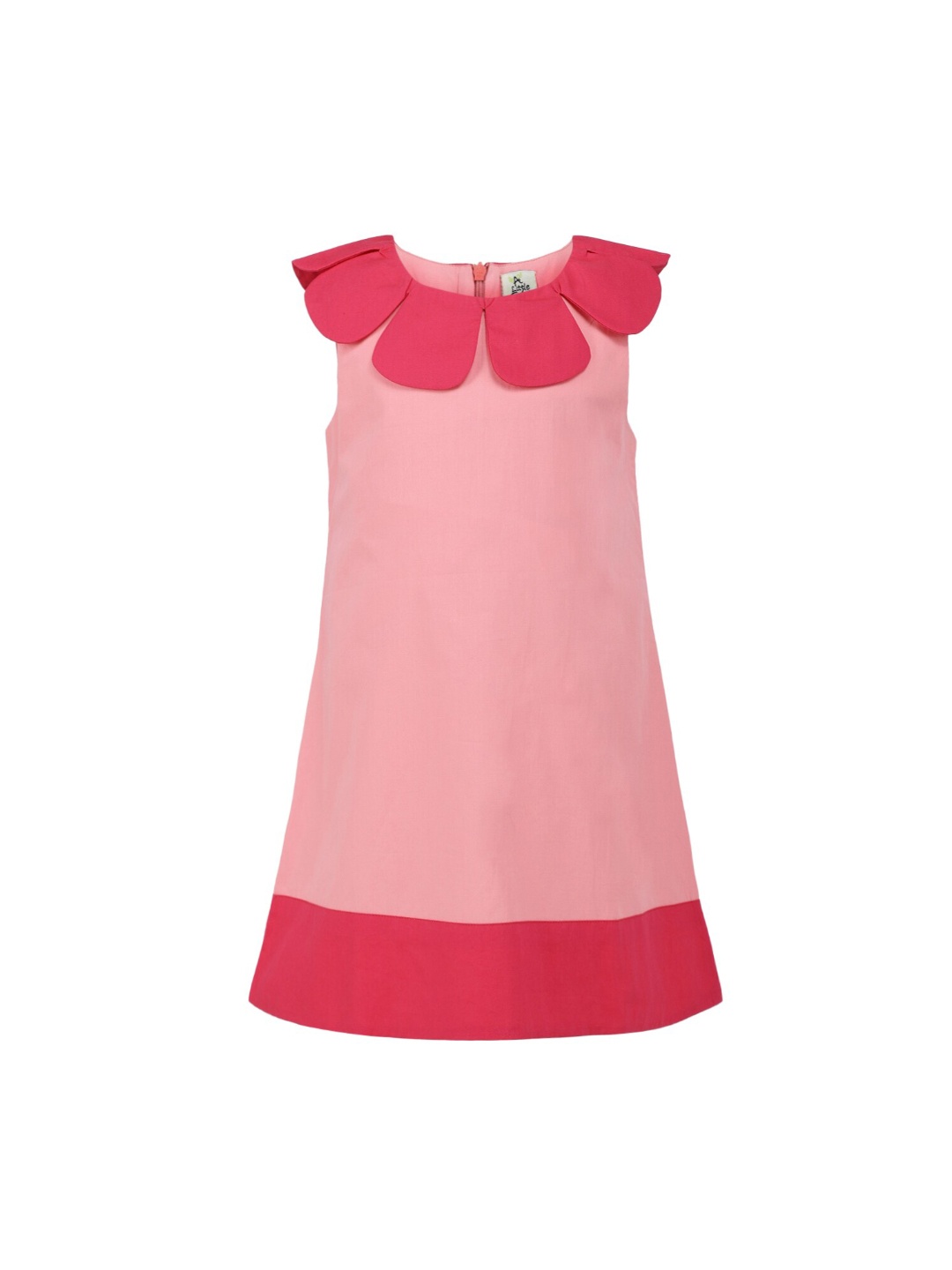 

A Little Fable Girls Pink Colourblocked A-Line Dress