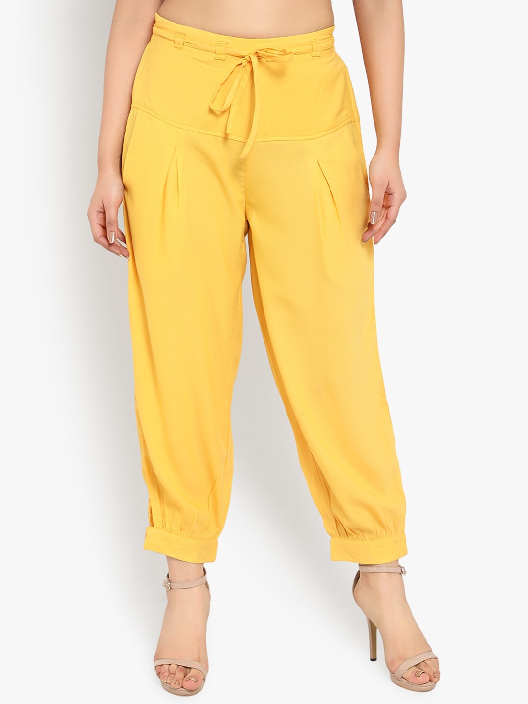

Ayaany Women Yellow Solid Harem Pants