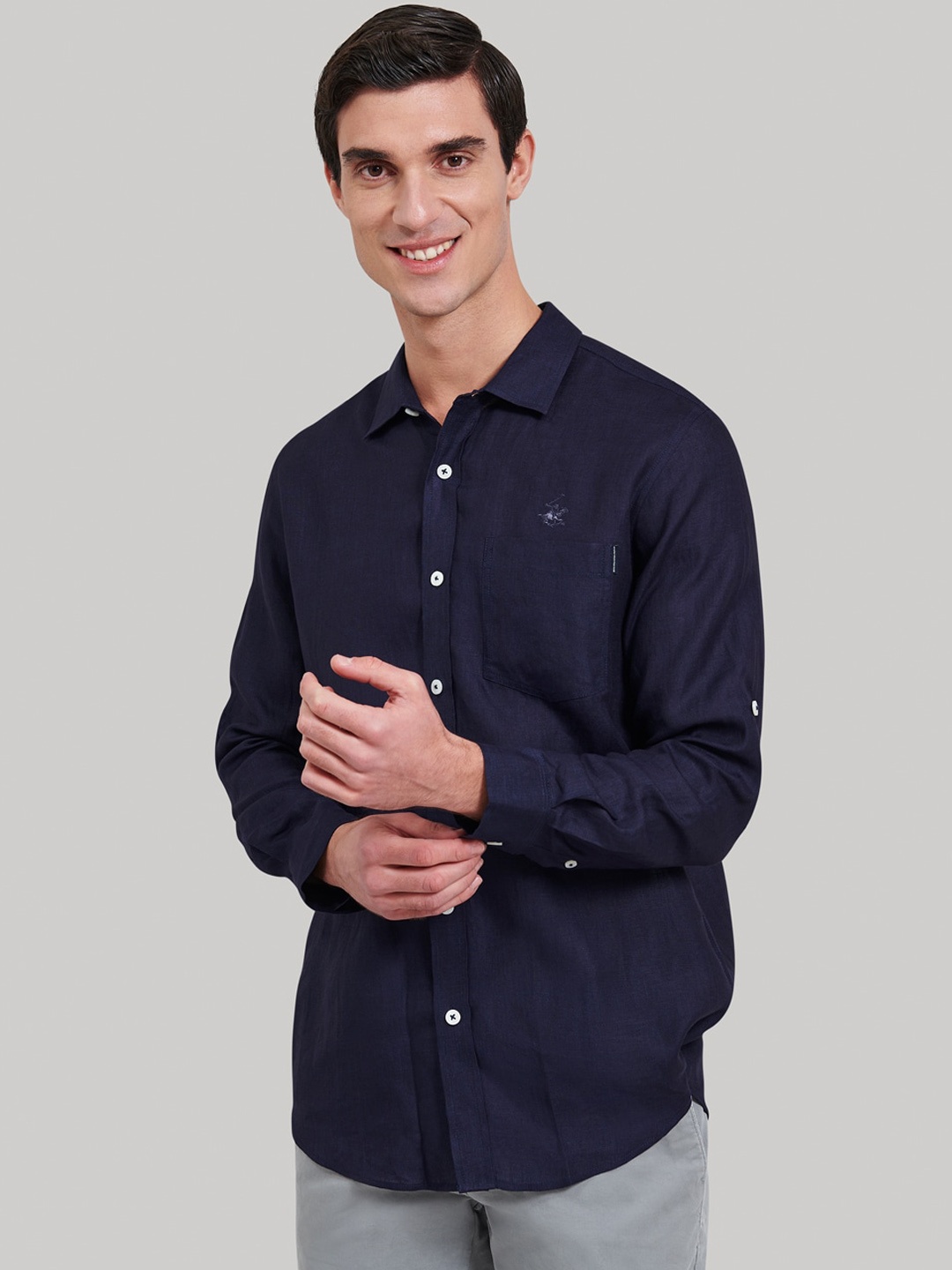 

Beverly Hills Polo Club Men Blue Regular Fit Solid Casual Shirt