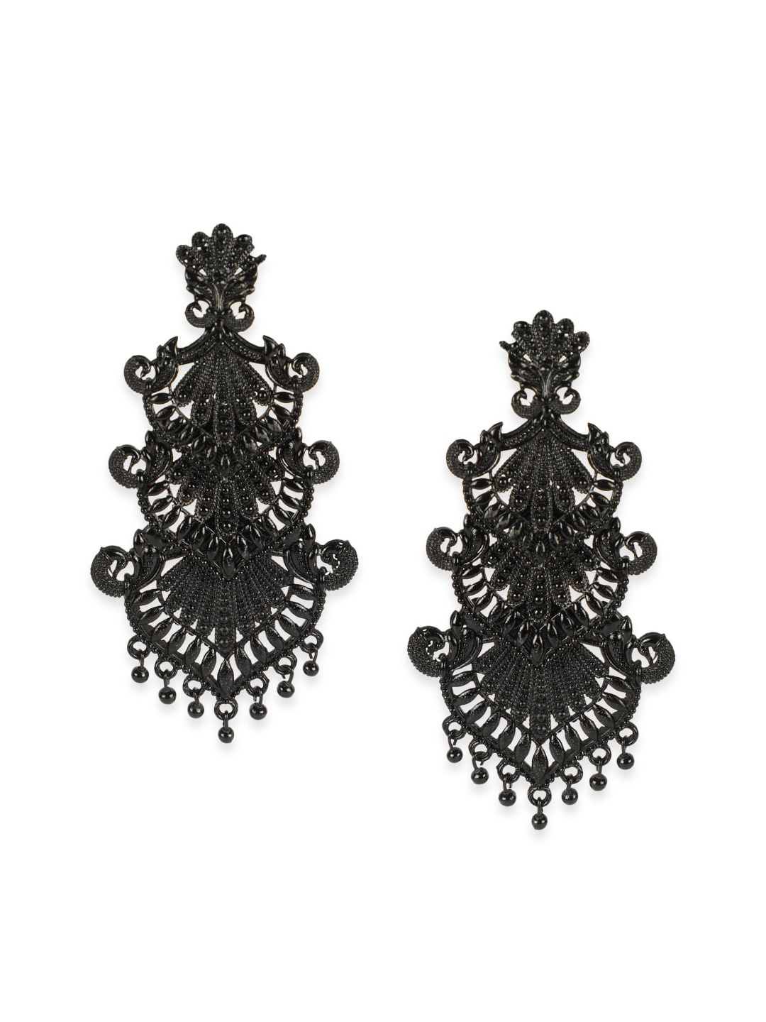 

ANIKAS CREATION Black Contemporary Drop Earrings