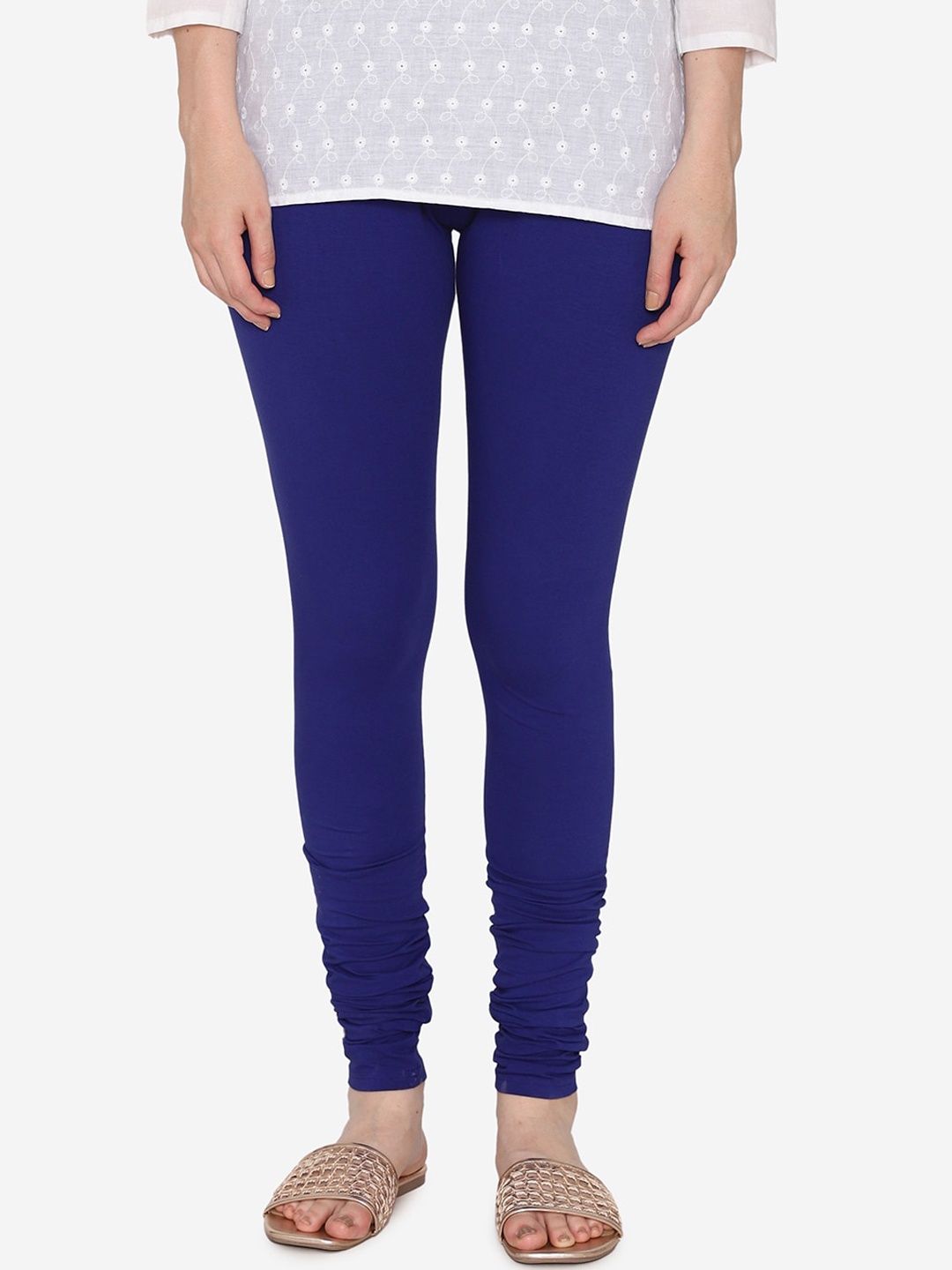 

Vami Women Navy Blue Solid Churidar-Length Leggings