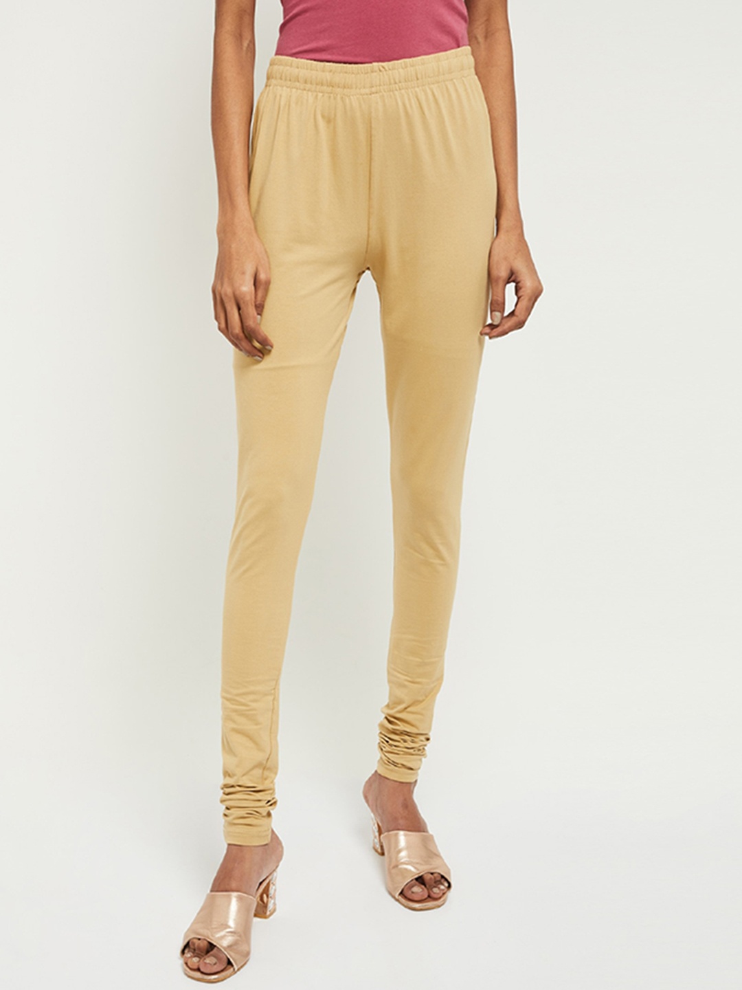 

max Women Beige Solid Slim fit Churidar
