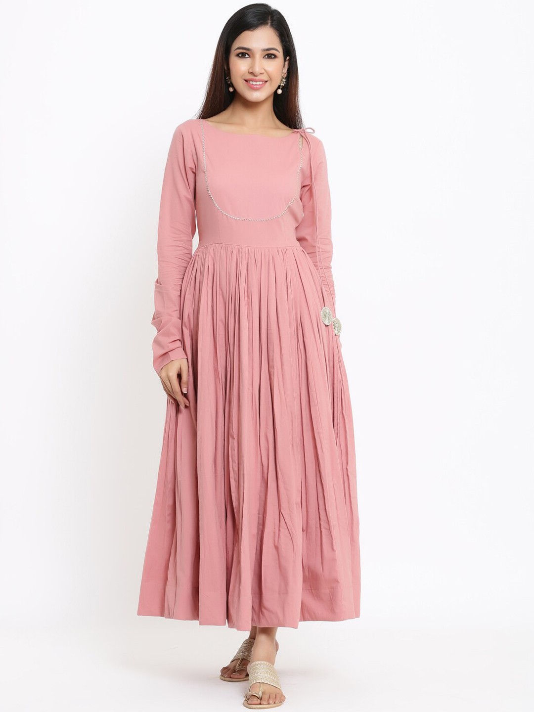 

Indian Virasat Women Rose Solid Maxi Dress