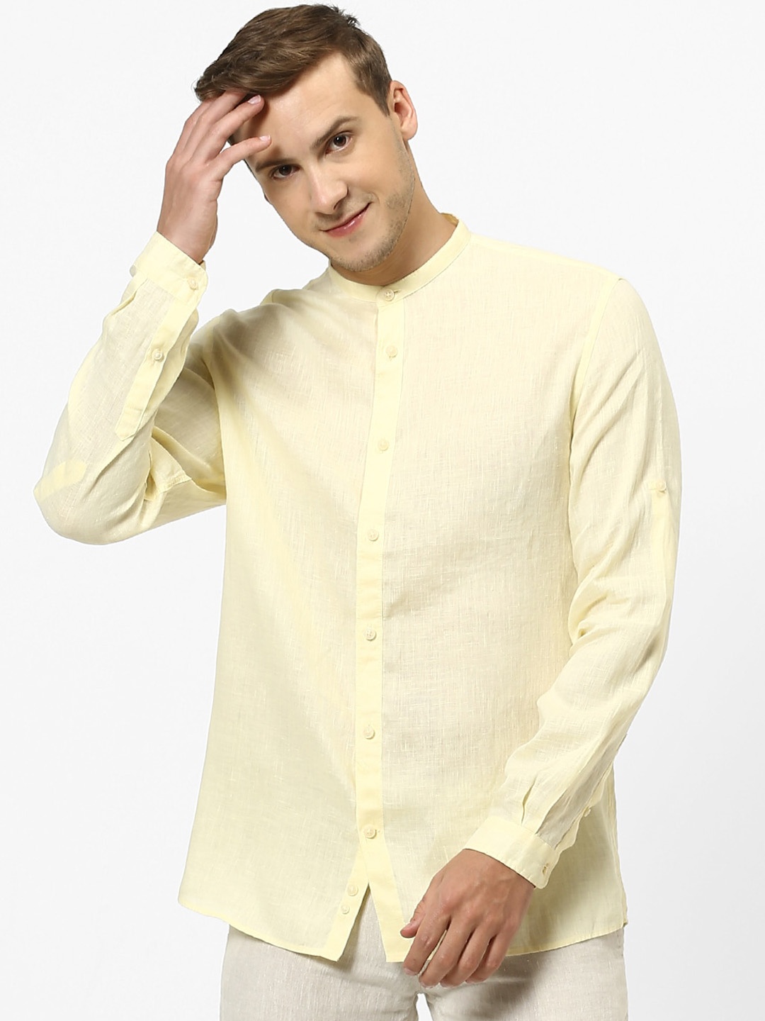 

Celio Men Yellow Regular Fit Solid Casual Shirt