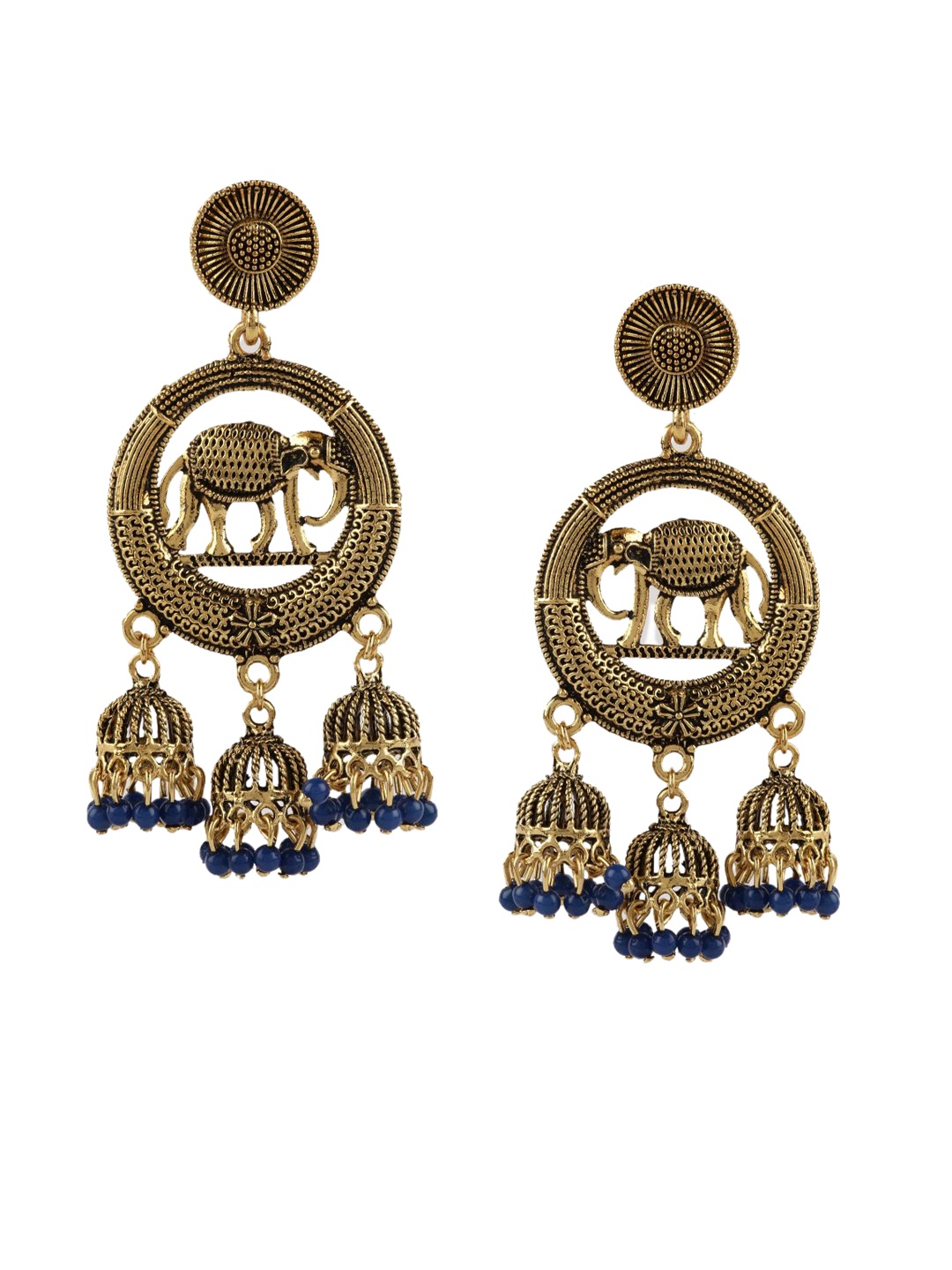

ANIKAS CREATION Blue Contemporary Drop Earrings