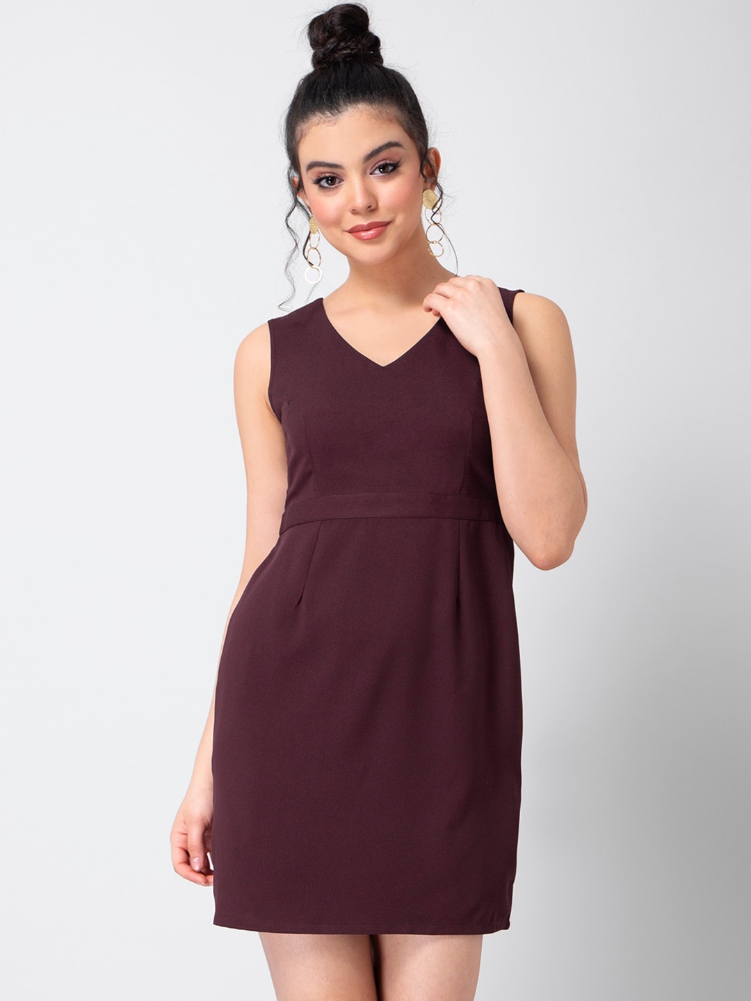 

FabAlley Women Purple Solid Sheath Dress