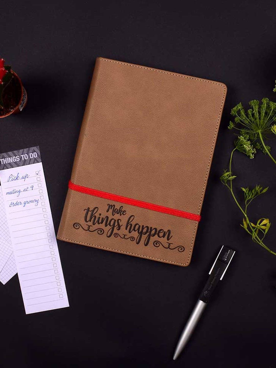

Doodle Beige & Black Make It Happen designer PU Leather Diary Organizer