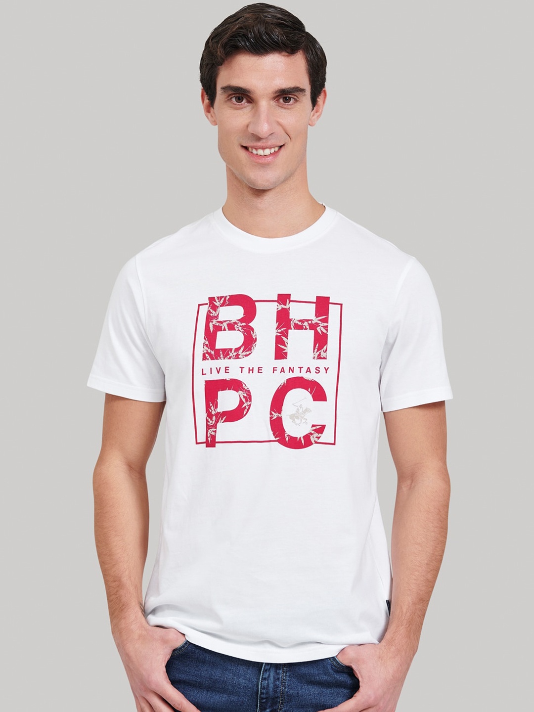 

Beverly Hills Polo Club Men White Printed Round Neck T-shirt