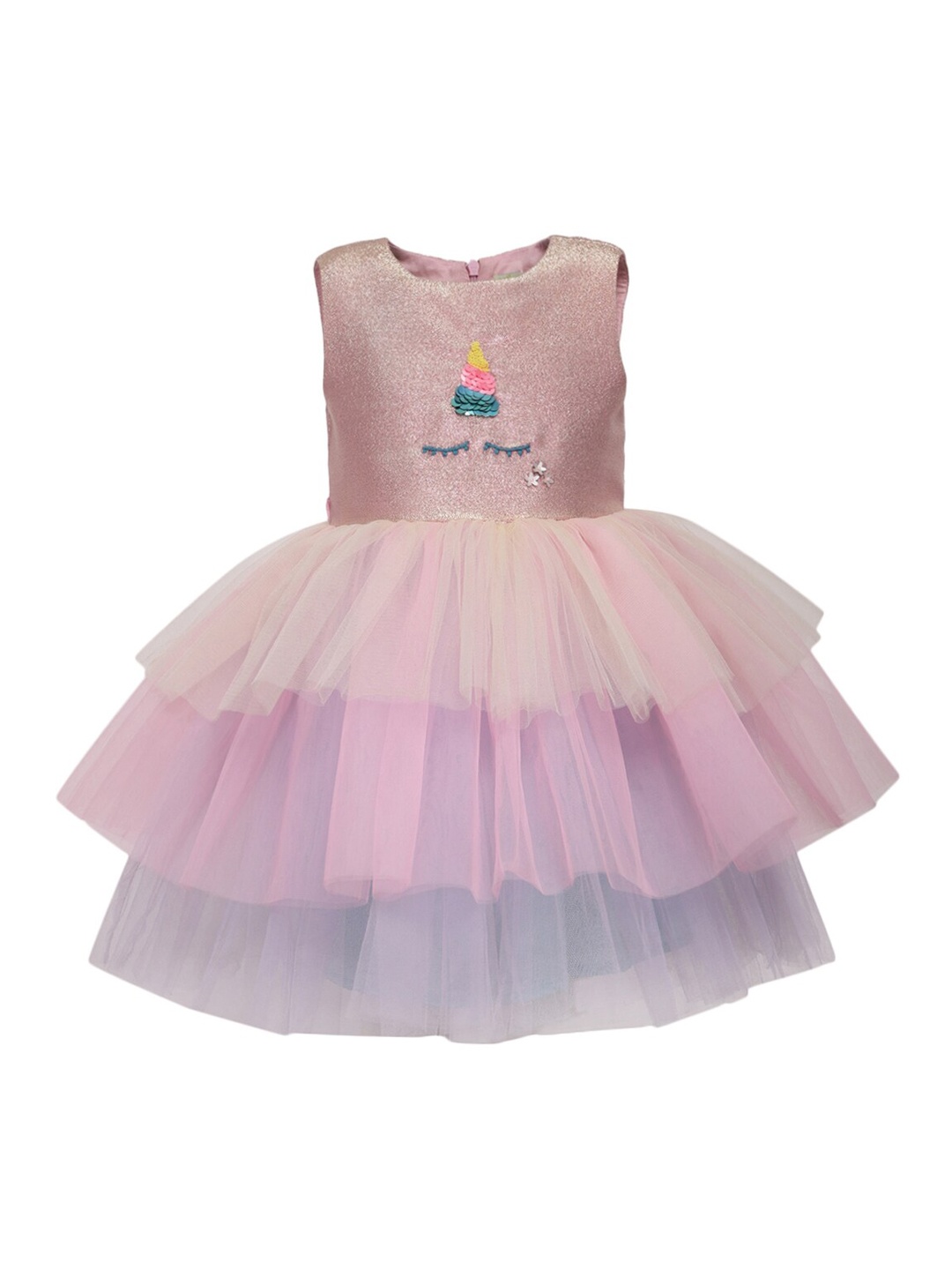 

A Little Fable Girls Pink Solid Fit and Flare Dress