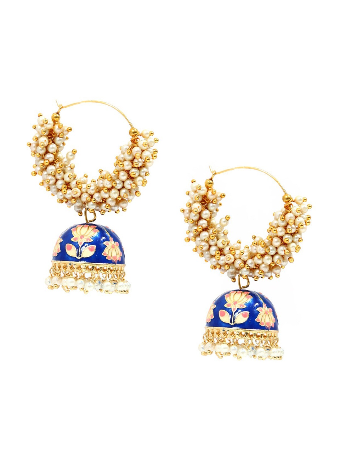 

Crunchy Fashion Blue & Gold-Plated Contemporary Jhumkas