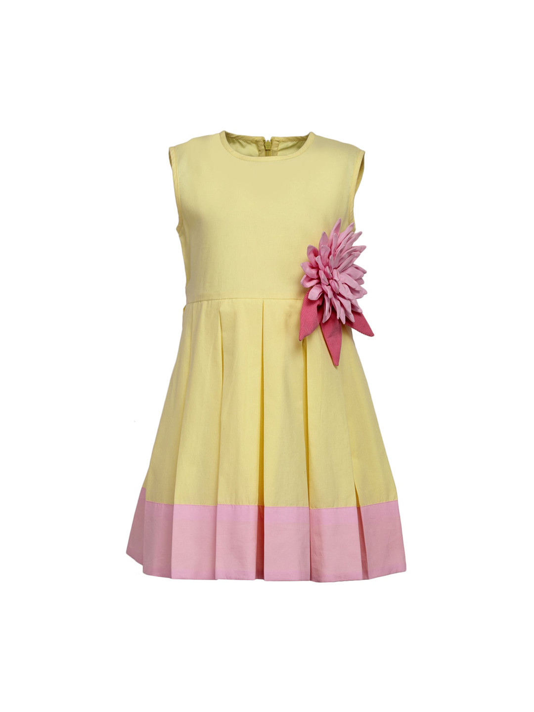 

A Little Fable Girls Yellow Solid Fit and Flare Dress